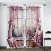 2pcs European Style Retro 3D Printed Translucent Curtains Multi-scene Polyester Rod Pocket Decorative Curtains For Living Room