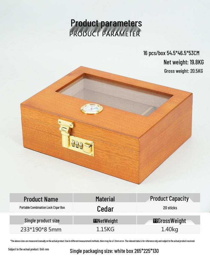 2024 Glass Display Cigar Humidor with Password Lock - Secure and Convenient Storage.