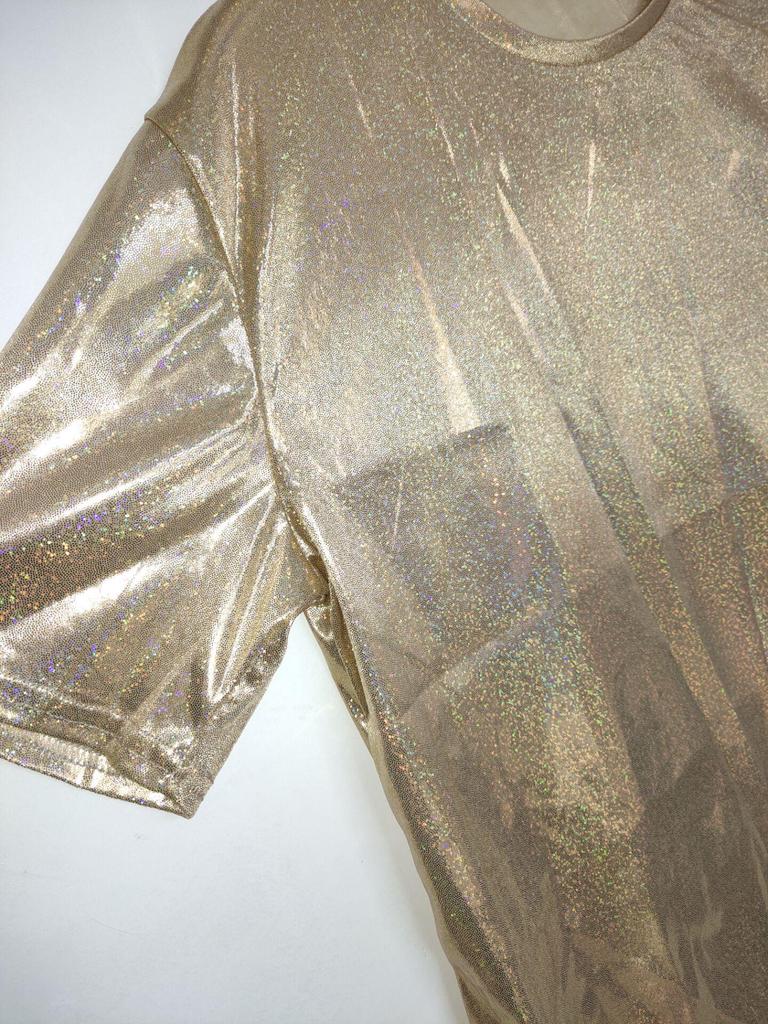 Летнее блестящее шелковое платье-футболка BF с короткими рукавами и блестками 2020 года