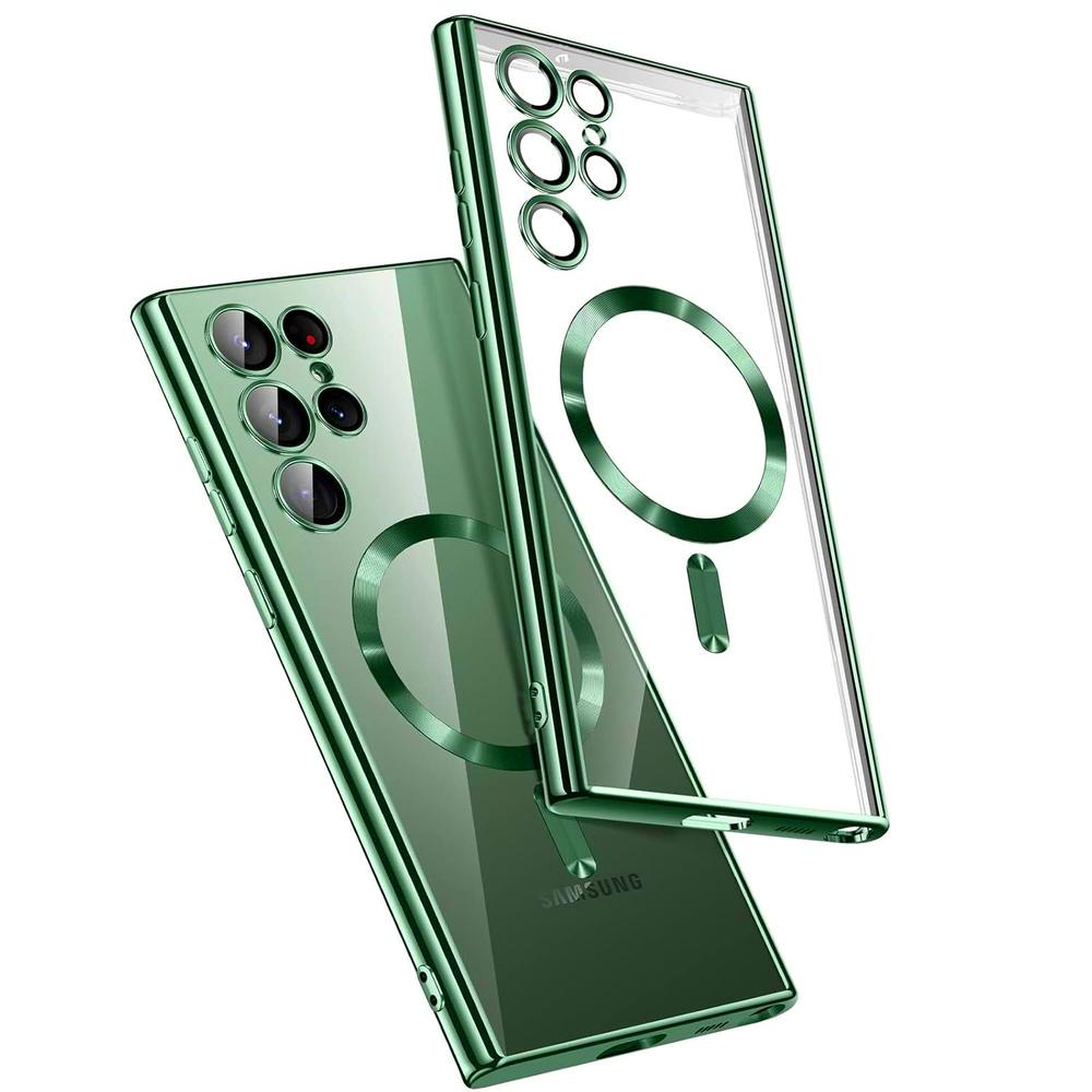 Case for Samsung Galaxy S25 Ultra, Electro MagSafe, green + Glass Screen Protector