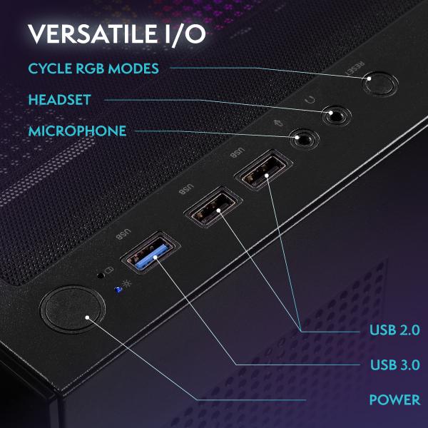 Vibox Игровой ПК I-48 Полный комплект • Ryzen 3 3200G 4,0 ГГц • Radeon Vega 8 • 16 ГБ ОЗУ • 1 ТБ SSD • Windows 11 • WiFi 6 + Bluetooth 5.4