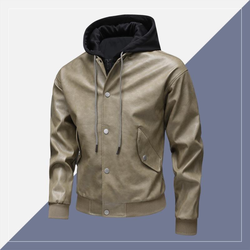 Зима Новая Кожа Мужской Свободный и Красивый Мотоциклетный Костюм Повседневный Воротник Кожаная Куртка Пальто Джокера Мужской Стиль