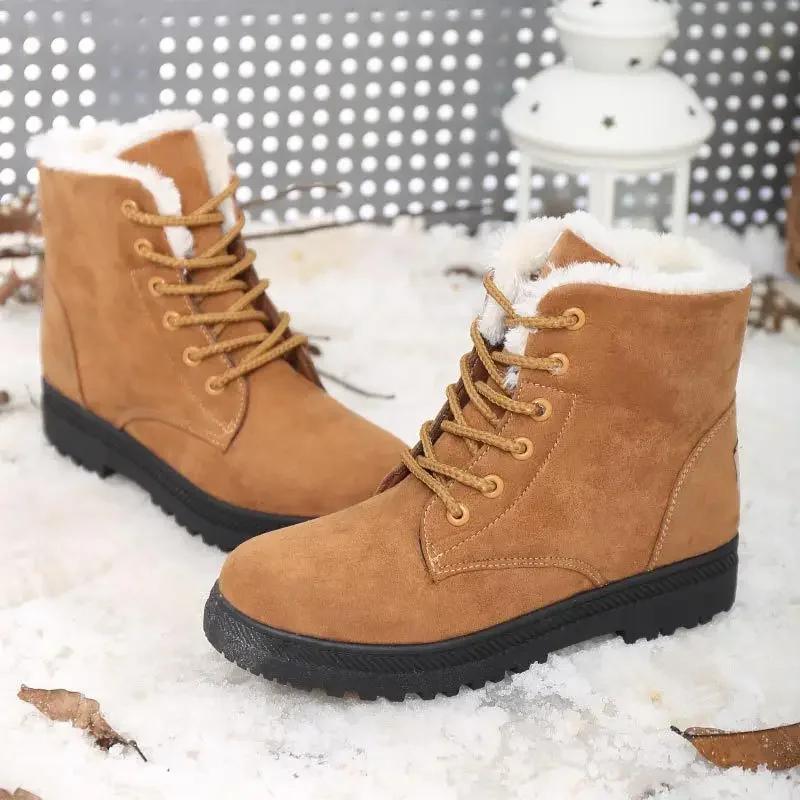 Fashion Women's Boots Winter Boots With Fur Low Heels Snow Boots Ankle Bota Feminina Platform Booties For Women Winter Shoes Heeled 2024
