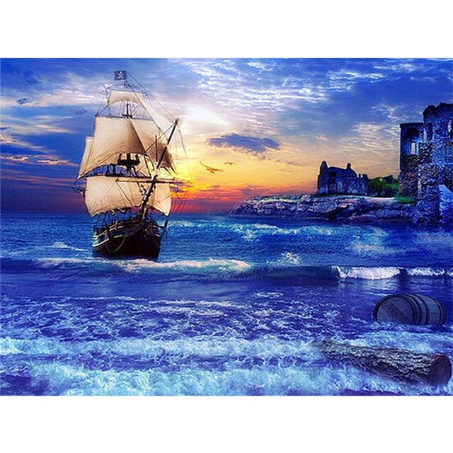 5D DIY алмазная живопись полная квадратная/круглая дрель стразы мозаика корабль лодка Алмазная вышивка наборы крестиков домашний декор