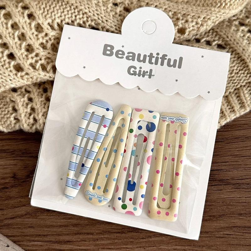 4 PCS Candy Cream Color Children's Water Drop Square Hair Clips Baby Bangs Clips Hairpins Girls' Hair Accessories Clips
