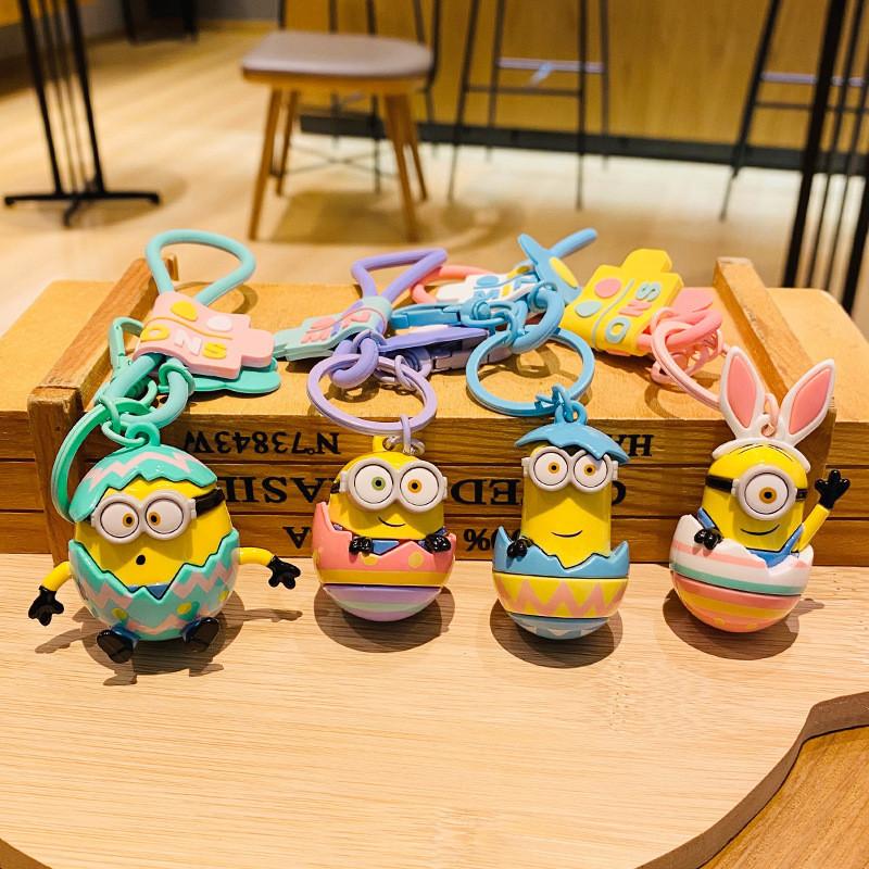 Adorable Cartoon Minion Keychain Silicone Key Ring Cute Gift For Women And Kids