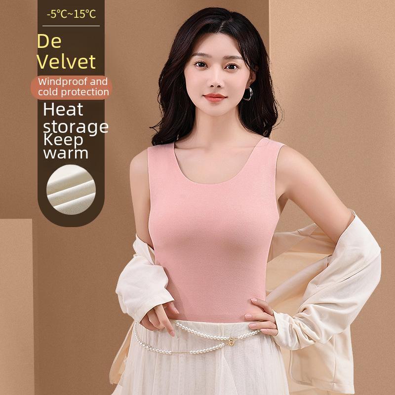 Женский самонагревающийся терможилет из немецкого бархата: Двусторонняя шлифовка, бесшовный, однотонный, плотный, осень/зима