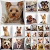 1PC Cute Dog Yorkie BICHON  Yorkshire Decor Print Pillow Case Bedroom Sofa Waist Cushions Cover Car Decoration Cushion