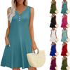 Womens Summer Dresses Loose V Neck Sleeveless Sundresses Dress With Pockets
