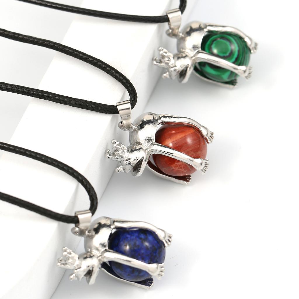Женское ожерелье из натурального камня, агаты/розовый кварц, кулон с пятнистым оленем, кожаные цепочки, подвески для женщин, романтический подарок