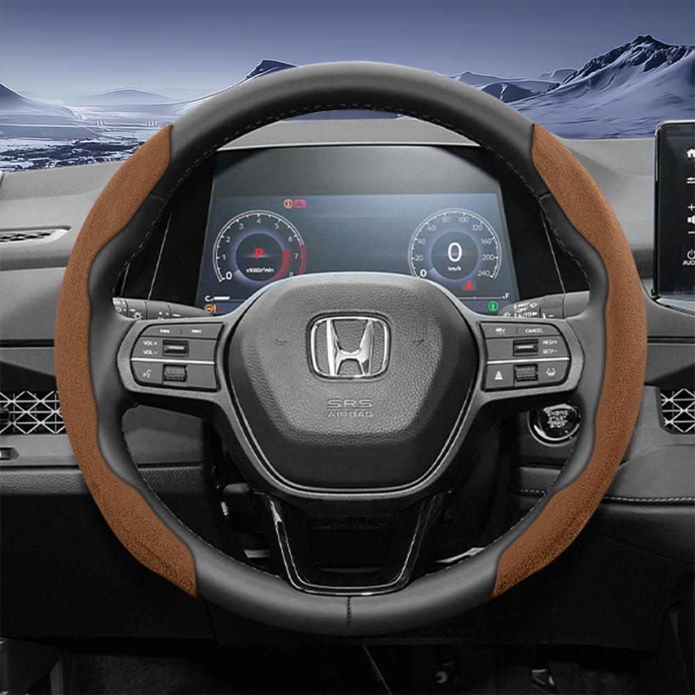 Подходит для Honda Спортивная крышка рулевого колеса из замши с раздельной защелкой для Cr-V Civic Hr-V Zr-V Vezel City Amaze Fit Jazz Accord