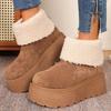 Fashion Fashion Slip On Camel Snow Boots Women 2025 Winter Short Plush Thick Warm Ankle Boots Woman Chunky Platform Booties Mujer