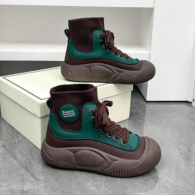 2024 осень новинка корейская версия высоких маленьких белых туфель, студентки с высокой толстой подошвой, эта повседневная уличная фотография L1323