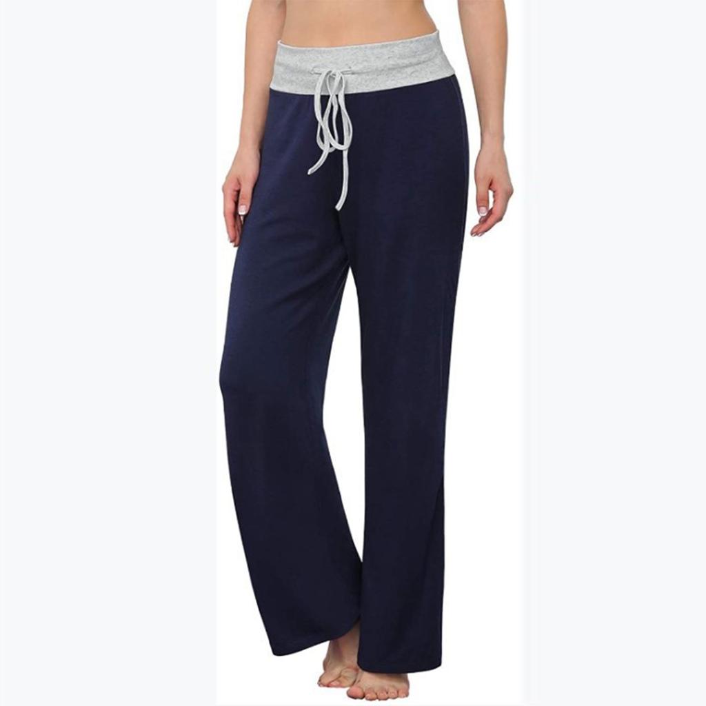 Women Wide Leg Pants Casual Stretch Yoga Pant   Pants Splicing Pants