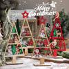 1PC Mini Wooden Christmas Tree Shape Pendants DIY Festival Party Tabletop Ornaments New Year Home Decoration Gift Prop