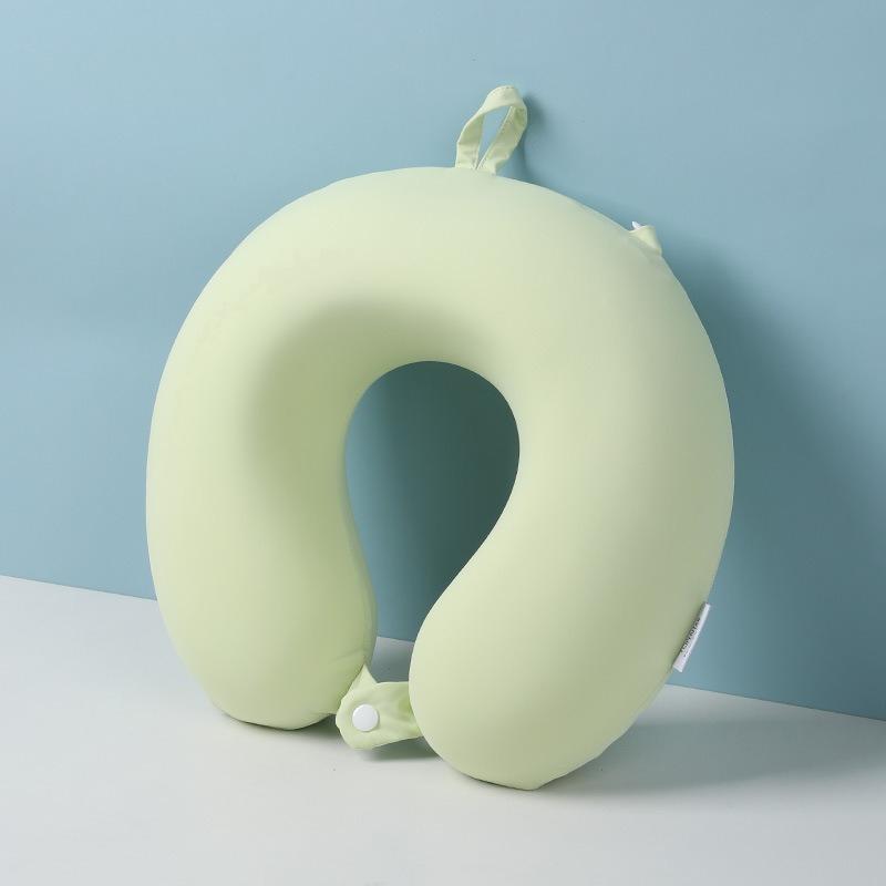 Cooling Silk U Shaped Pillow Memory Foam Soft Portable Foldable Neck Support for Travel Airplane Nap Comfortable Sleep Aid