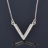 True Gold Plating Diamond V -shaped Pendant Clavicle Chain Rose Gold Necklace Female