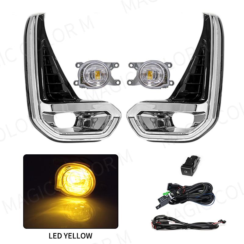 For Toyota Hilux Revo 2020 2025 Led DRL Fog Lamp Daytime Running Light Day Bumper Driving Waterproof Turn Signal Wires Switch