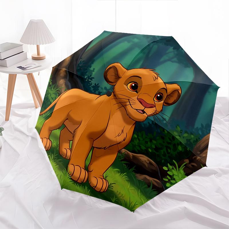 1 Auto Open Lion King, Simba Themed Colorful 8-rib Portable Umbrella for Men and Women, A Compact Commuting Companion Suitable for Daily Dri