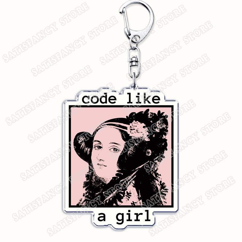 Funny Code Like A Girl Programmer Keychain for Accessories Programming Developer Computer Keyring Jewelry Fans Friends Gifts