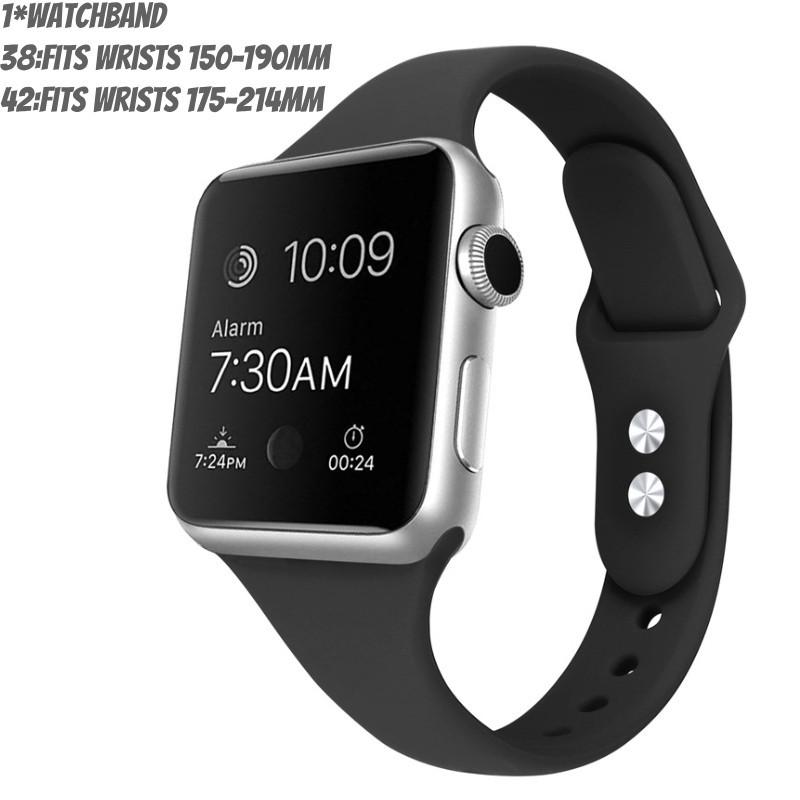 Ремешок для Apple Watch с тонкой талией, силиконовый ремешок, двойная пряжка, легкий, для фитнеса