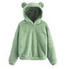 Women's Fashion Long Sleeve Solid Color Fleece  Ears Hooded Warm Sweater Sweatshirt