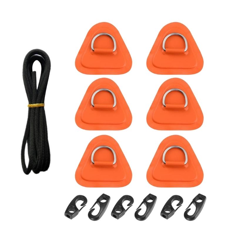 6 шт. Нержавеющие ПВХ Патчи для Сапборда Каяк D-Кольца Крючки Каяк D-Кольца Накладка с Банджи Веревкой для Палубы Каяка