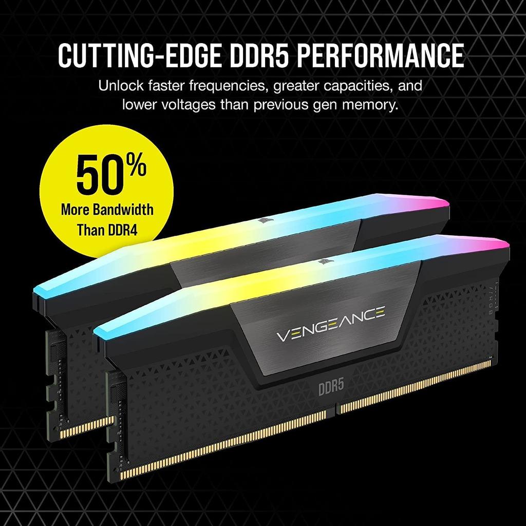 Corsair Память для настольного ПК VENGEANCE RGB DDR5 Series Intel XMP Memory Kit 32 ГБ Black x CMH32GX5M2E6000C36 DDR5-6000 МГц (ПК5-48000) [16 ГБ 2]
