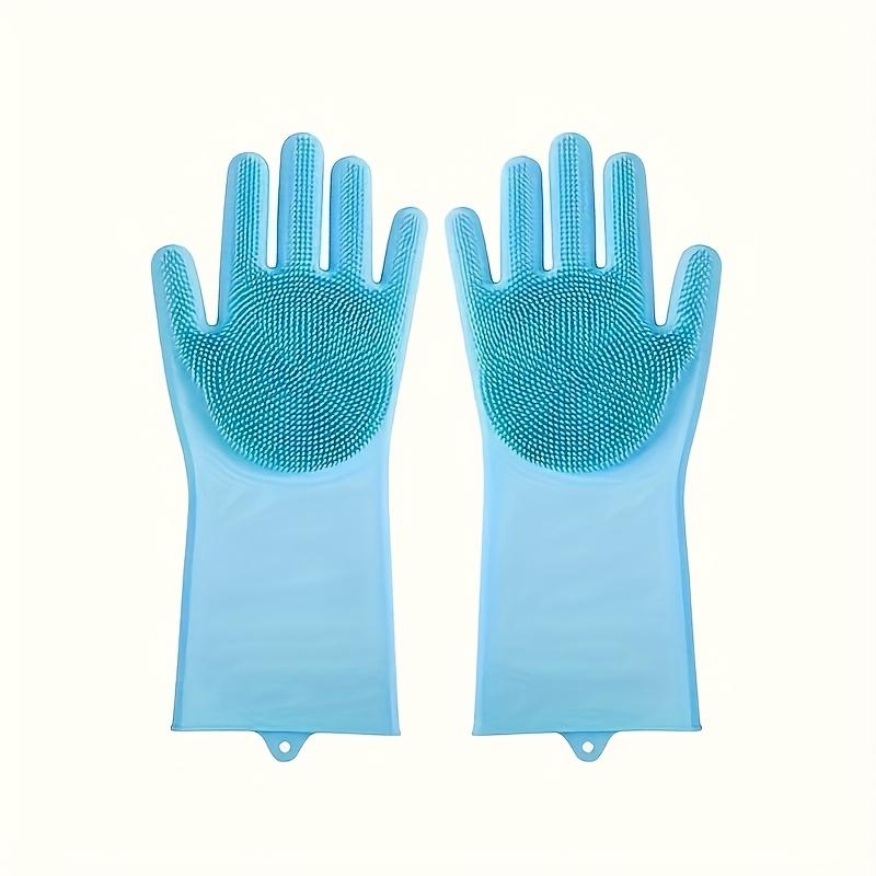 1 Pair 2-in-1 Silicone Pet Bath Gloves & Brush for Dogs, Massage & Bathing Supplies, Thick Gloves