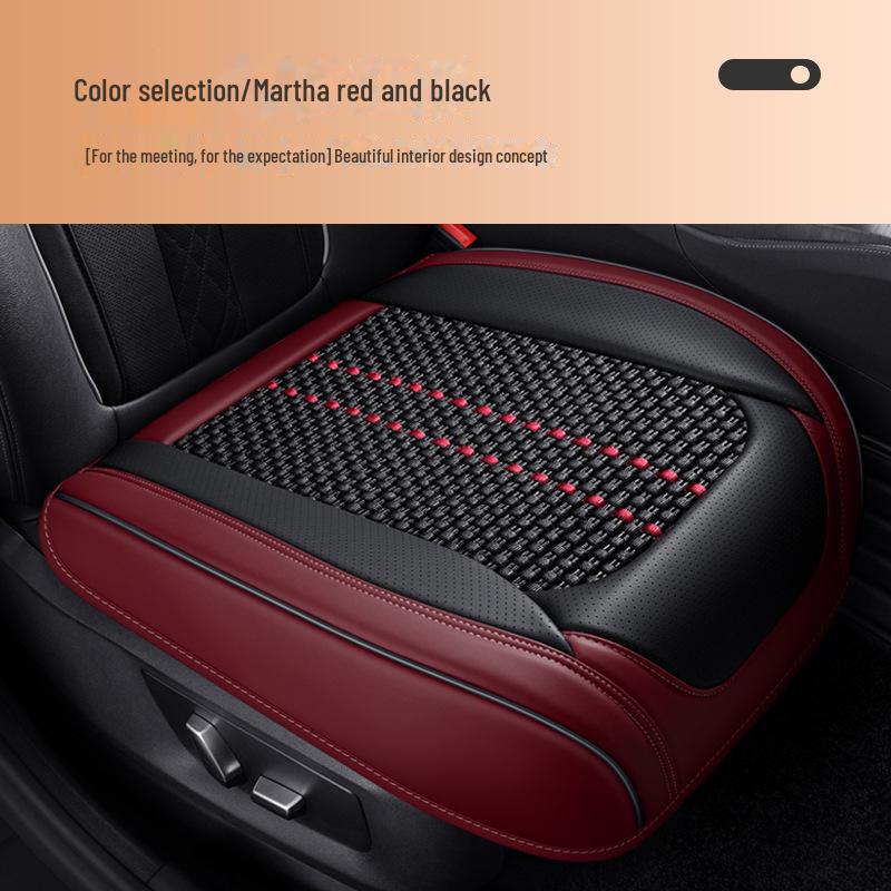 Комплект всесезонных подушек на сиденье автомобиля для водителя, с кожаной обивкой и материалом Ice Silk для вентиляции и противоскользящими свойствами.