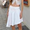 Womens Satin Midi Skirt Irregular A-Line Solid Color Elegant Commute Style 2025