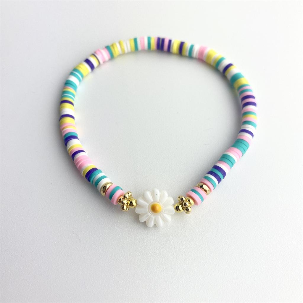 Женские браслеты с цветком ромашки Y2K, аксессуары, диск из полимерной глины, бусины, браслет Heishi, браслет в стиле бохо, летние ювелирные изделия Pulseras