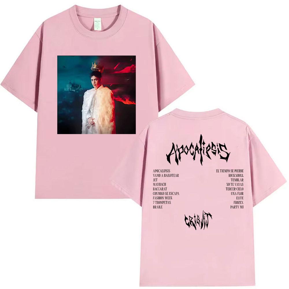 Rapper Cris MJ Apocalipsis 2025 Album Graphic T Shirts Unisexs Hip Hop Gothic Fashion Retro Cotton Short Sleeve Tshirt Streetwear