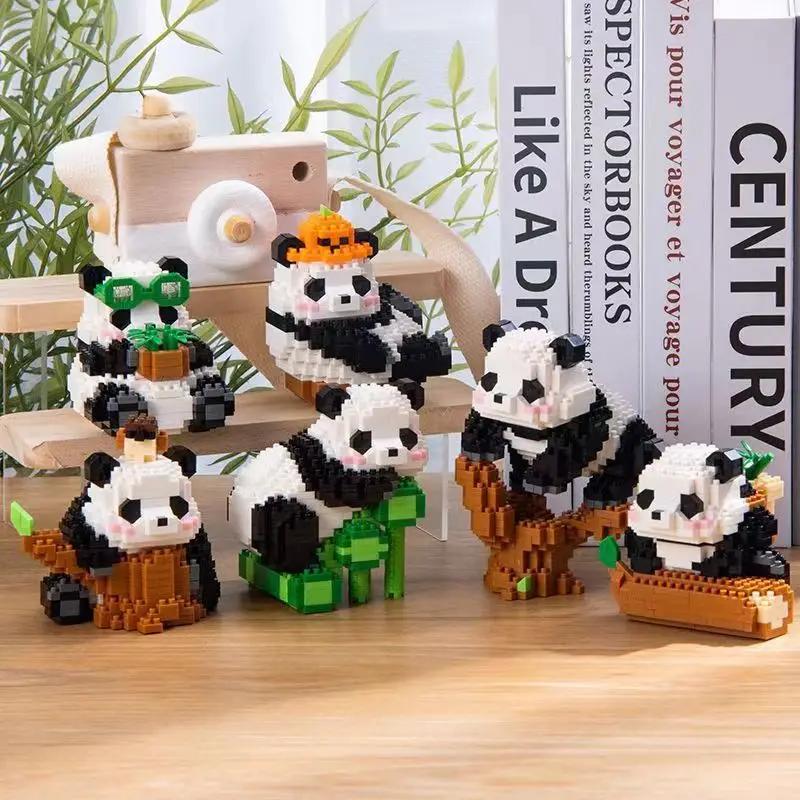 Mini Cute Creative Panda Micro Building Blocks 3D Diamond Model Animals Bricks DIY City Construction Toys for Children Kids Gift