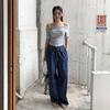 New Arrivals Open Run Women Off Shoulder Layered Shirred Crop ShorT Sleeve T Sh
