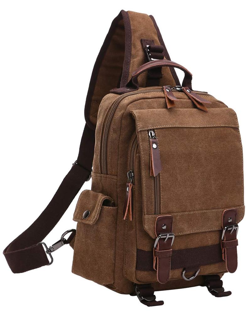 Body One Shoulder Crossbody A4 Compatible with 13 Inch [Mygreen] Bag, Bag, Bag, Storage, PC, Canvas, Commuting, Travel, Men's (L/Brown)