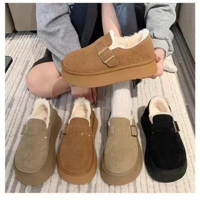 Флисовые утепленные зимние сапоги новая зимняя женская обувь на платформе, пушистые сапоги на одной педали, женские хлопковые сапоги