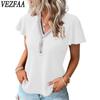 Women's Fashion Casual Summer Spring Solid Color Print Short Sleeve V-Neck Blouses & Shirts