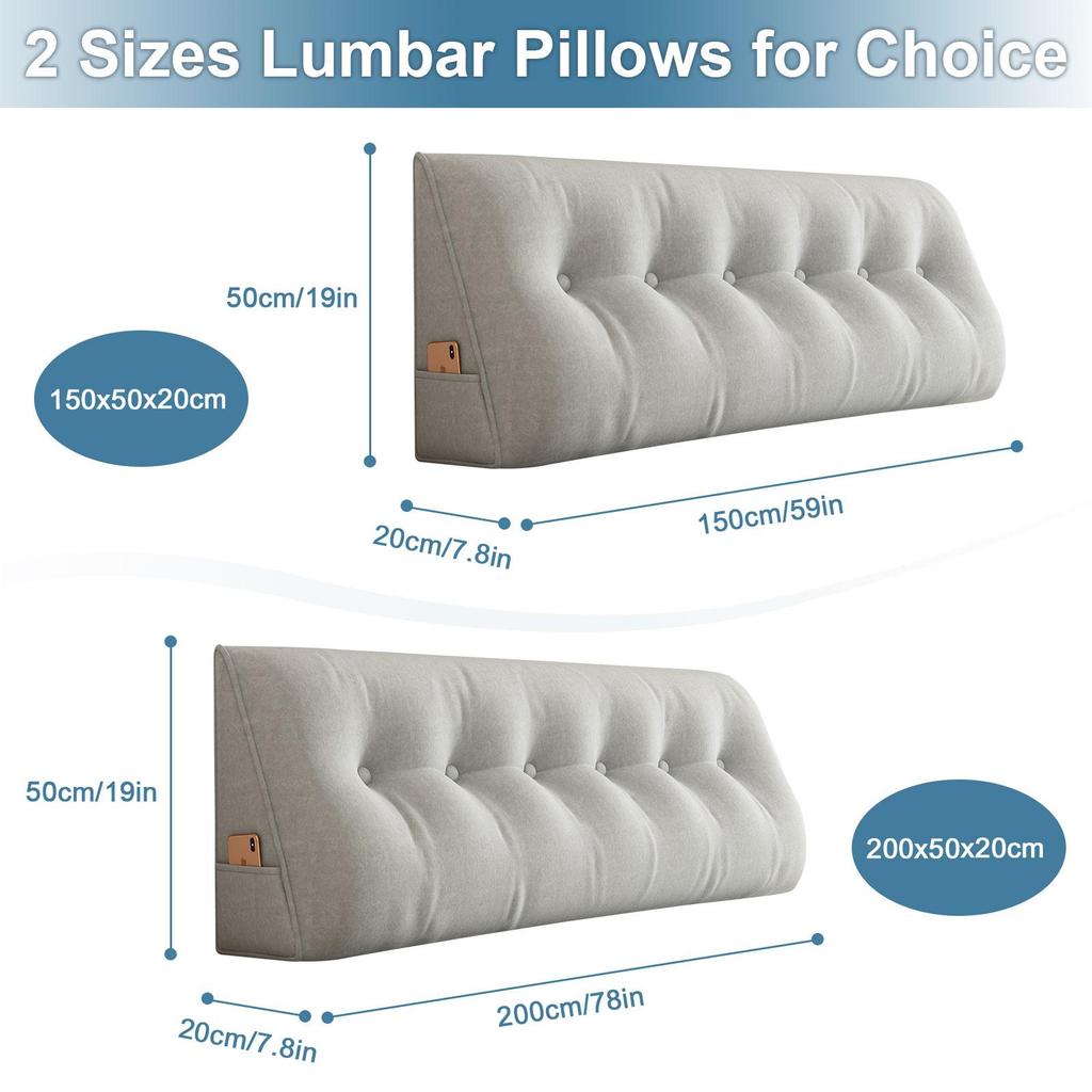 Подушка-клин для изголовья, подушка-валик для изголовья со съемным чехлом, подушки для тахты, двухъярусной кровати для сидения, чтения или работы в постели