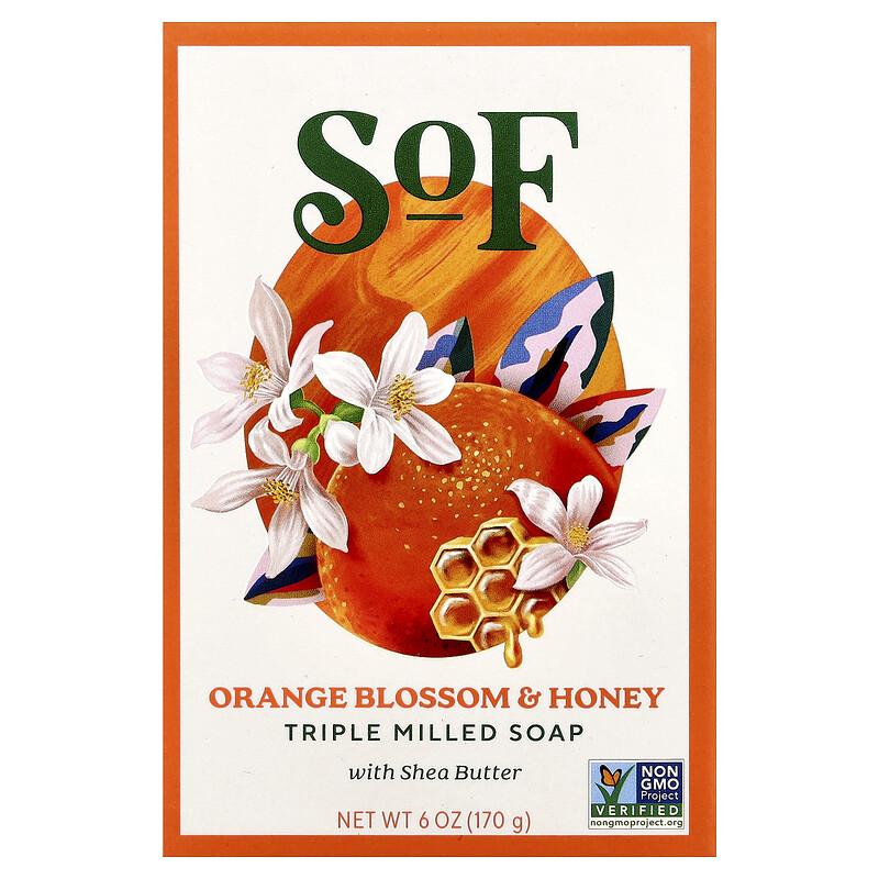Triple Milled Bar Soap with Shea Butter, Orange Blossom & Honey, 6 oz (170 g)
