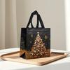 20pcs Festive Christmas Gift Bags - Snowman, Tree & Stocking Design, Black Handles, Non-Woven Tote Bags for Holiday Parties, Christmas Gift Bags