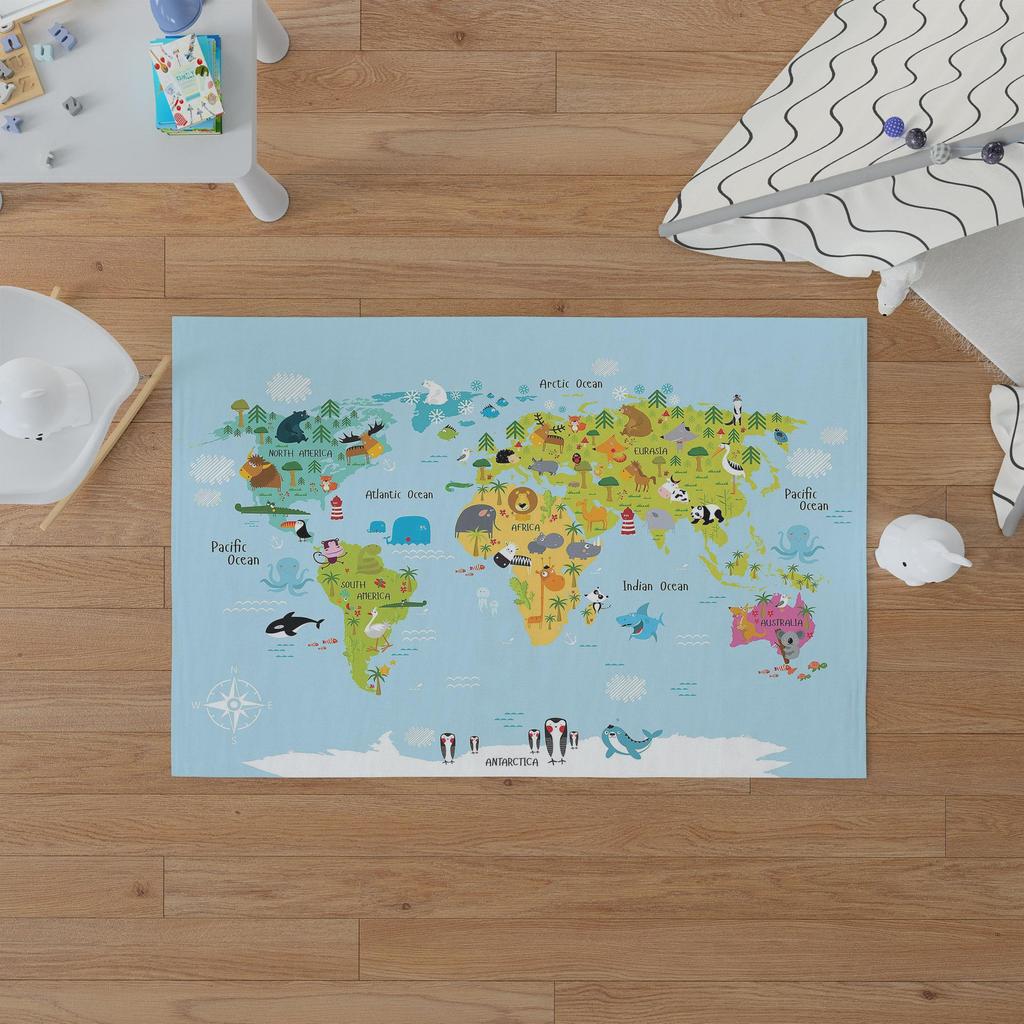 Декоративный современный тонкий коврик для детей из хлопка, устойчивый к пятнам, моющийся, сплетенный машиной