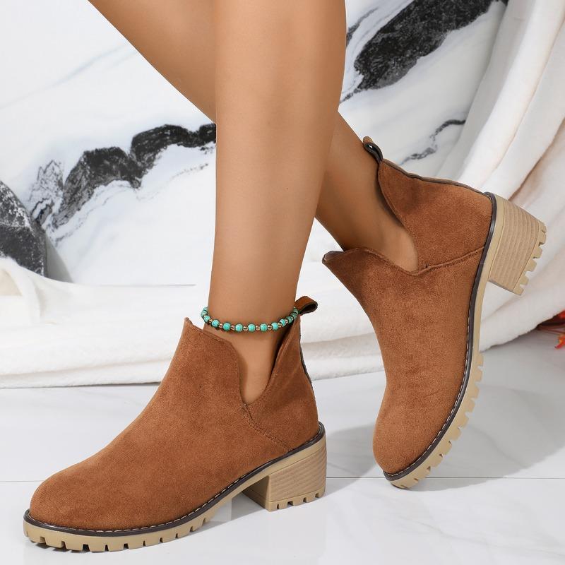 Fashion 2024 Autumn Winter New Women Ankle Boots Female Side High Heels Solid Color Shoes for Women Women's Footwear Botines Mujer