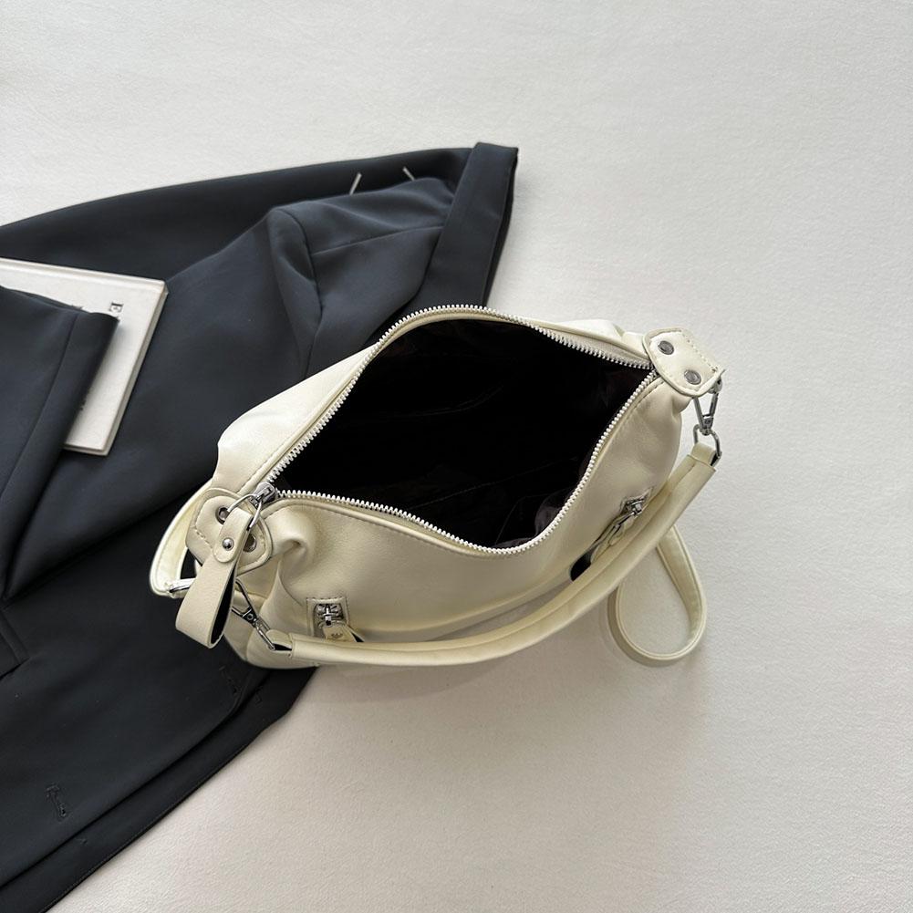 Women Retro Crossbody Bag PU Leather Solid Color Ladies Outdoor Bag (Beige)