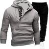 2024 Men Winter Casual Hoodies Suit Half Zipper Pocket Sports Outfit Letter Printed Comfortable Soft Slim Set