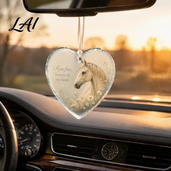 Sympathy Present for Friends Acrylic Heart Shape Ornament with Animal Pattern & Emotional Message Decorative Pendant Hanging Rope Gifts Loss