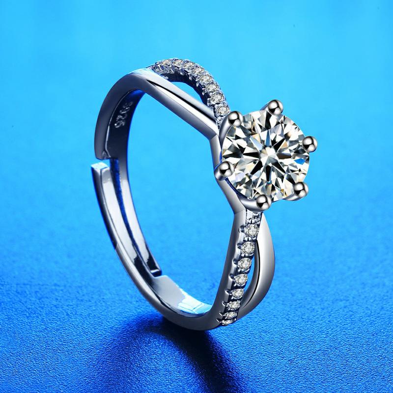 Кольцо из серебра 925 пробы Сердце AAA Циркон Открытое регулируемое Помолвочное Для женщин Свадебные Модные украшения Подарки для вечеринок