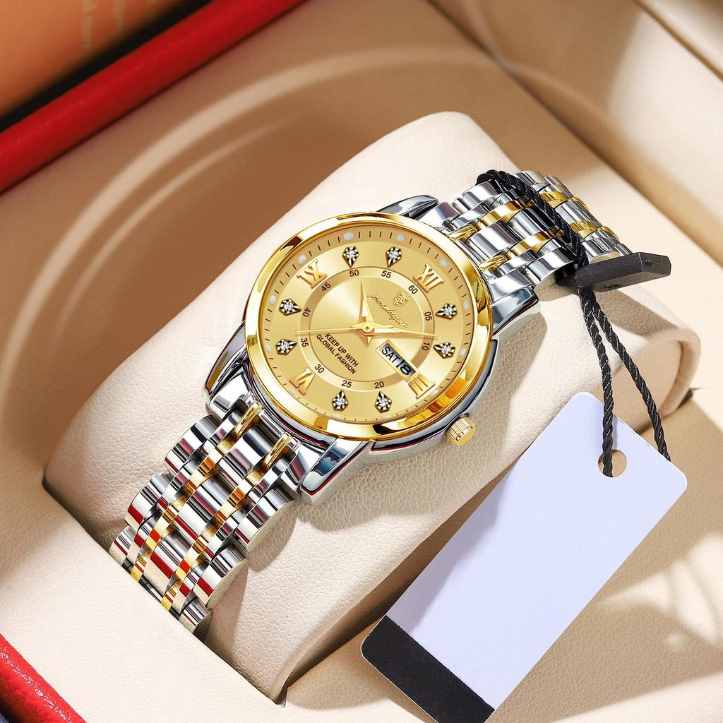 POEDAGAR Женские наручные часы Роскошные кварцевые женские часы Водонепроницаемые нержавеющая сталь Светящиеся женские часы с датой и неделей