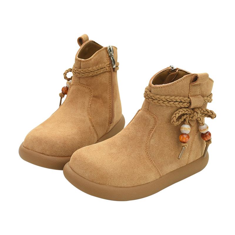 Кожаные ботинки на флисовой подкладке для девочек - Теплые, модные ботинки Martin Зима 2025