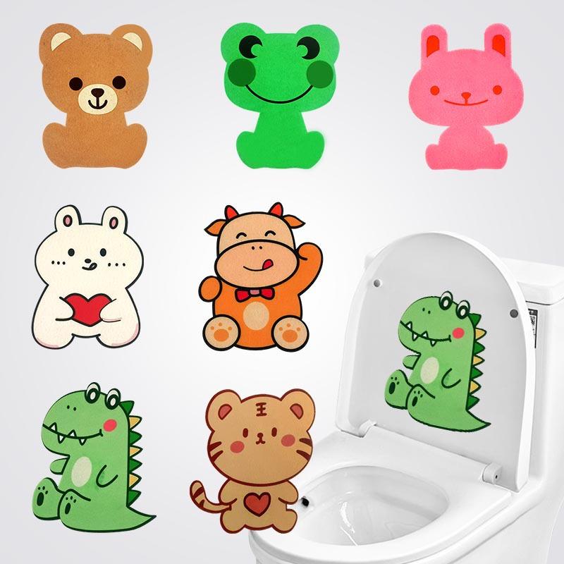 Фетровая мультяшная наклейка самоклеящаяся наклейка на унитаз для ванной комнаты гостиной аксессуары для дома наклейка медведь лягушка кролик дезодорирующая наклейка